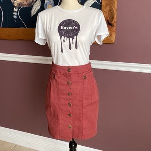 AMADI Anthropologie Button down Burgundy Utility Skirt XS